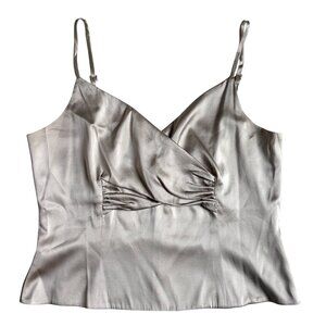 St. John Evening Silk Blend Grey / Silver Camisole Tank Top - Size 14
